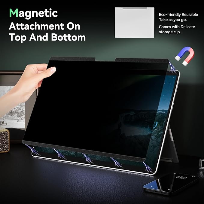 Magnetic Privacy Screen Protector for Microsoft Surface Pro 7+/7/6/5/4/3-12.3 In Reusable Surface Pro 7 Screen Protector Anti Glare Film, Anti Blue Light Filter, Removable Shield, Bubble Free Guard