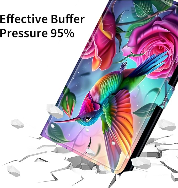 for Lenovo Tab M9 Case,9 inch Tablet Cover, Magnetic Closure Travel Portable Protective Case with 360 Degree Rotating Stand for Lenovo Tab M9 TB-310FU 2023-Colorful Hummingbirds