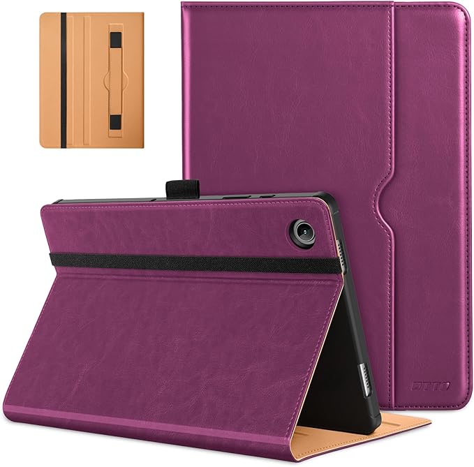 DTTO for Samsung Galaxy Tab A9 Plus 11 inch Case 2023, Premium Leather Business Folio Stand Cover with Hand Strap for Galaxy Tab A9+ 11'' 2023 Model (SM-X210/X216/X218) - Auto Wake/Sleep, Purple