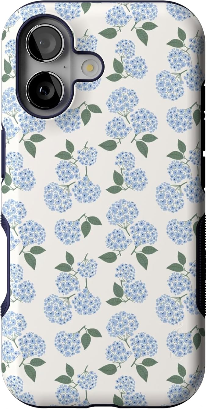 Casely iPhone 17 Case | Nantucket Cottage | Blue Hydrangea | Bold Protective Design | Compatible with MagSafe