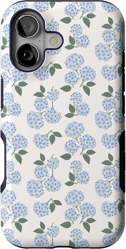Casely iPhone 17 Case | Nantucket Cottage | Blue Hydrangea | Bold Protective Design | Compatible with MagSafe
