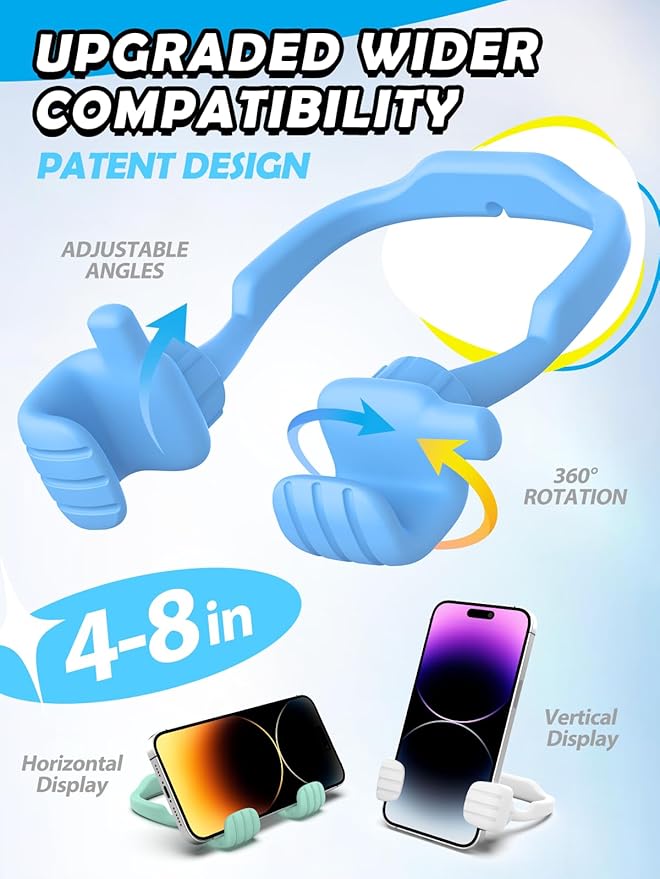 Dad Gifts for Fathers Day from Daughter Son Cell Phone Stand: 4 Pack UPGRADE Adjustable Thumbs Up Lazy Phone Holder for Desk Fun Birthday Gifts for Grandma Teens Girls Boys Adults Husband from Wife