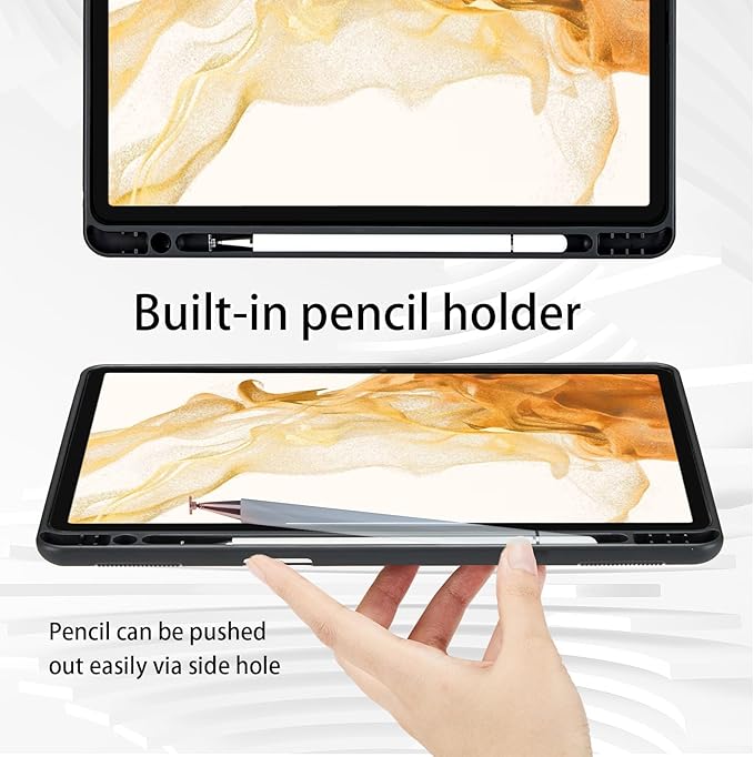 Case for Samsung Galaxy Tab S8 Plus 2022 /S7 FE 2021 /S7 Plus 2020 12.4 Inch - PU Leather Folio Case with S Pen Holder and Pocket, Auto Wake/Sleep Smart Tablet Cover, Gray