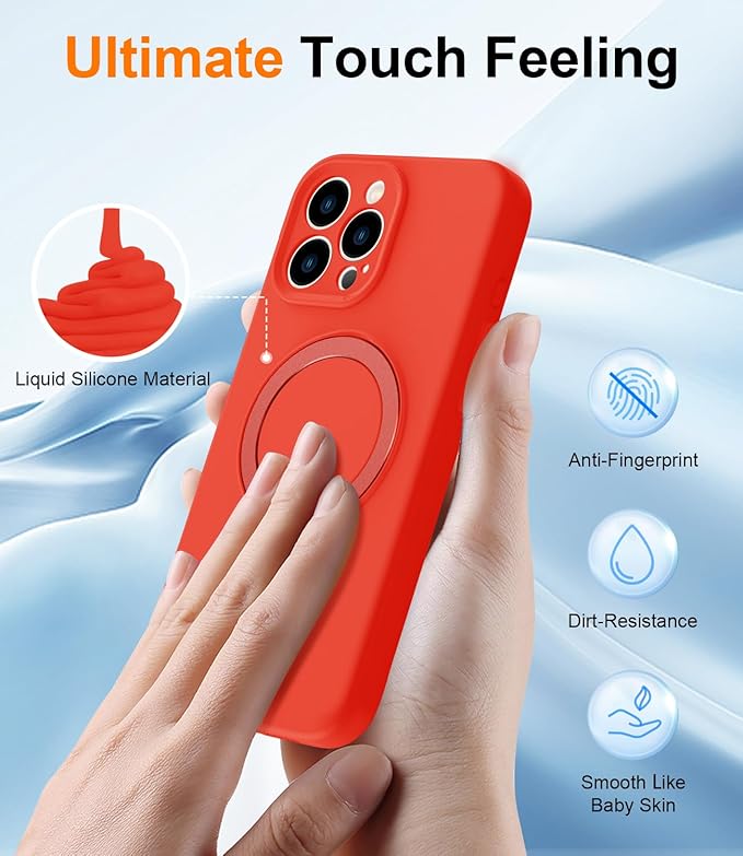 ZHK Liquid Silicone Designed for iPhone 16 pro max Case with Magnet Stand, [Precise Camera Lens Protection][Mil-Grade Drop Shockproof][Soft Anti-Scratch Microfiber Lining] Slim Fit Cover, Red