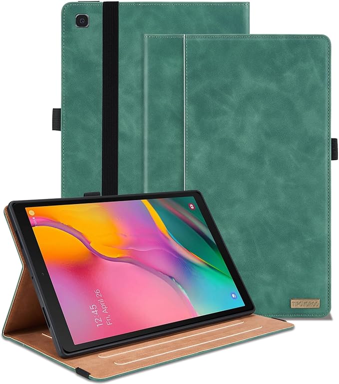 Case for Samsung Galaxy Tab A 10.1 2019 (SM-T510/T515) Multi-Angle Viewing Smart Cover with Pocket, Business PU Leather with Card Slot for Galaxy Tab A 10.1 Inch 2019 Tablet, Green