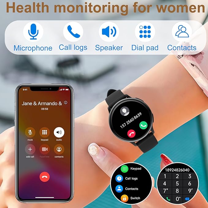 Smart Watch for Men Women Fitness Tracker with 100+ Sport Modes,Activity Trackers for iOS/Android Waterproof/Heart Rate/Sleep/Steps Monitor/Pedometer Monitor Monitor (Black)