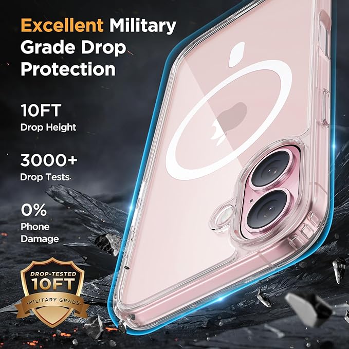 Miracase Magnetic for iPhone 17 Case (Compatible with MagSafe) with Screen Protector Military-Grade Protection, Anti-Fingerprint Translucent Matte Phone Cover for iPhone 17 6.3 inch, Crystal Clear