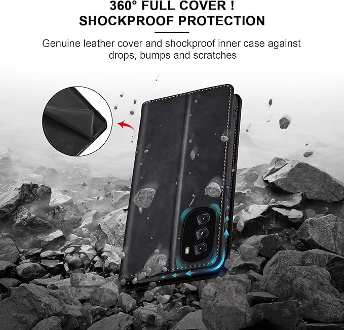 Jasonyu Flip Wallet Case for Moto G 5G (2022),Leather Magnetic Folio Cover with Card Holder,Kickstand - TPU Shockproof Durable Protective Phone Case,Black