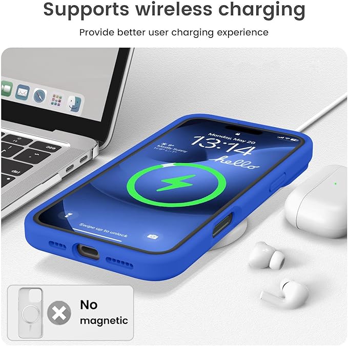 Vooii Compatible with iPhone 16 Plus Case, Liquid Silicone Upgrade [Camera Protection] [Soft Anti-Scratch Microfiber Lining] Shockproof Phone Case for iPhone 16 Plus 6.7 inch - Klein Blue