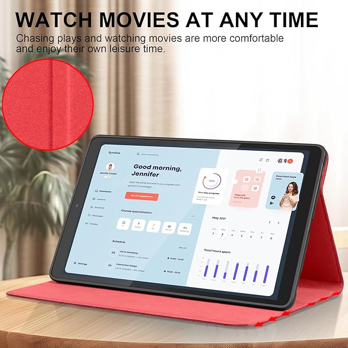 for Samsung Galaxy Tab A 10.1 inch Case 2019 Model(SM-T510/T515/T517) Genuine Leather Cover Protective Shell.Red