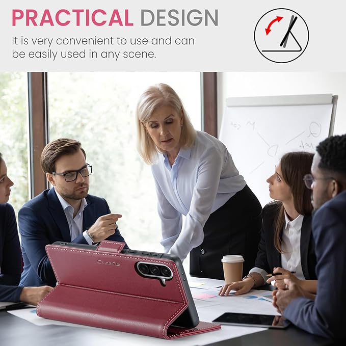 for Samsung Galaxy A56 5G Case, Premium PU Leather Wallet Case Flip Cover with [RFID Blocking][Card Holder][Stand Function] Shockproof Protective for Samsung Galaxy A56, Red