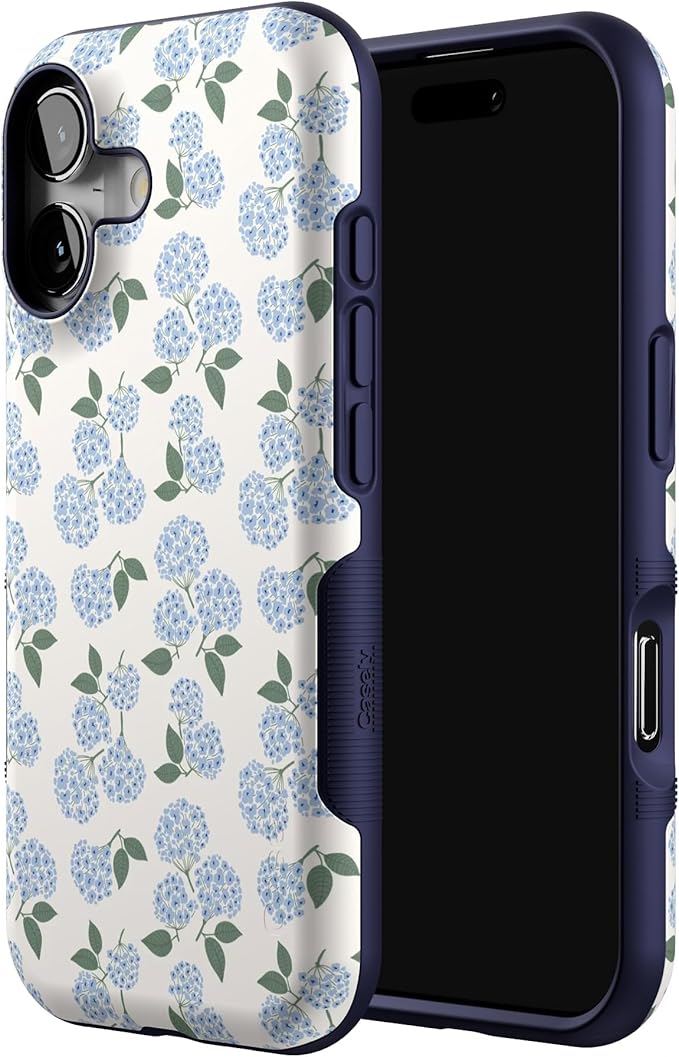 Casely iPhone 17 Case | Nantucket Cottage | Blue Hydrangea | Bold Protective Design | Compatible with MagSafe