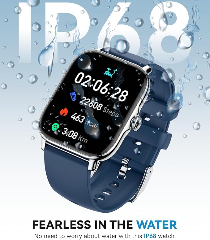 Smart Watch for Women Men- Answer/Make Call, 2025 IP68 Waterproof Fitness Step Sleep Tracker Watch with Monitor Activity Counter Smartwatch for Andriod iPhone iOS Samsung Compatible