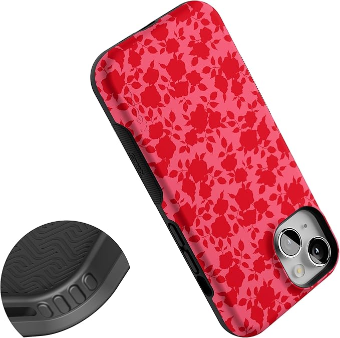 Casely iPhone 14 Case | Rose Garden | Red Floral Aesthetic | Compatible with MagSafe | Bold Protective Design