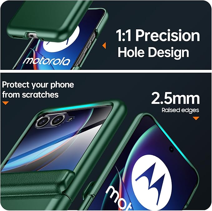 for Motorola Razr Plus 2023 Case, Built-in Screen Protector & Hinge Protection & Ultra Thin Matte PC Shockproof Phone Cover Smartphone Case for Moto Razr Plus 2023 (Green)