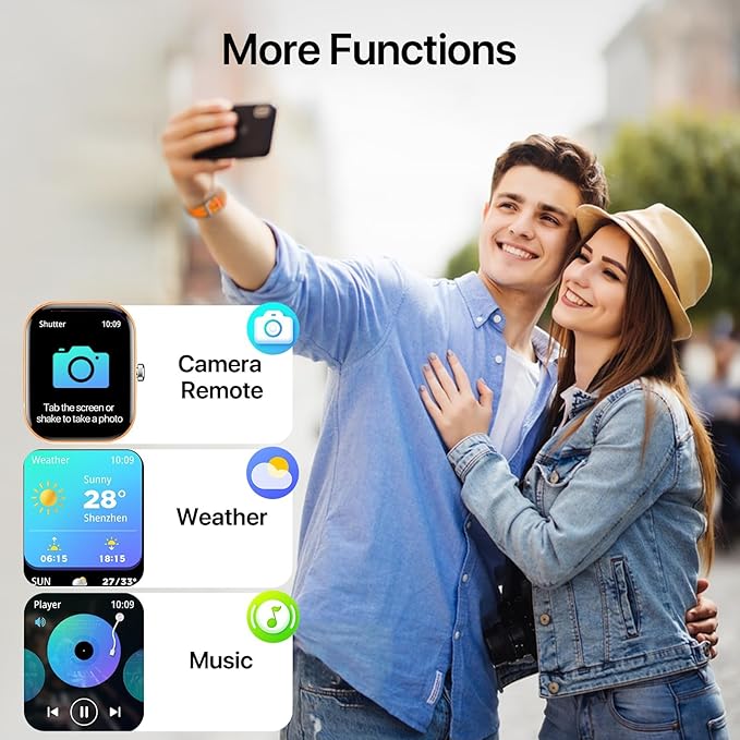 WalkerFit Smart Watch for Women/Men, 2.01'' HD Smartwatch with Bluetooth Call, 100+Sport Modes, Sleep Monitoring, IP67 Waterproof, Music Control for iPhone/Android, Fitness Tracker with Pedometer