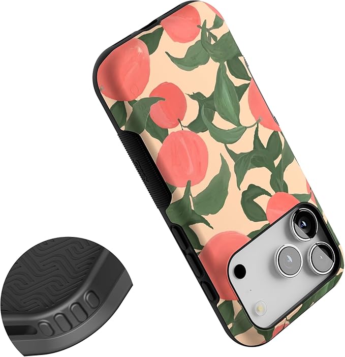 Casely iPhone 17 Pro Case | Feeling Peachy | Blush Vines | Bold Protective Design | Compatible with MagSafe