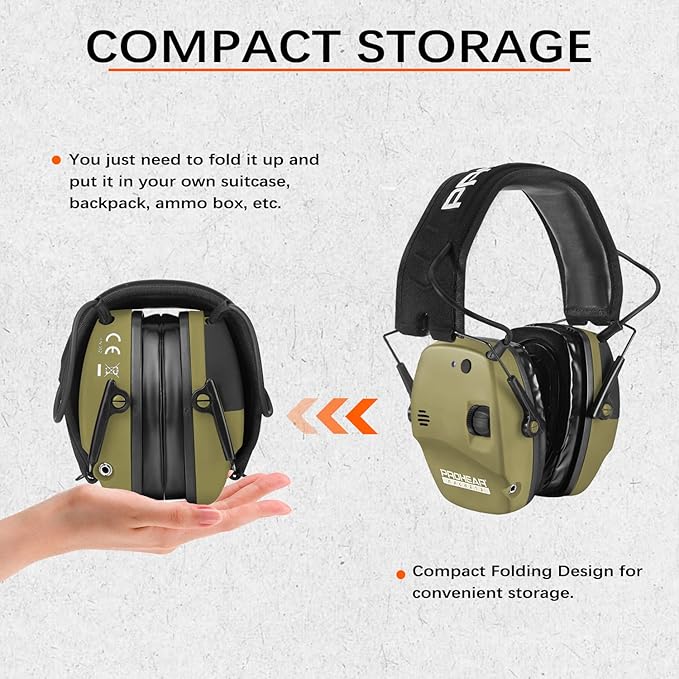 PROHEAR 030 Upgraded Bluetooth Electronic Shooting Hearing Protection Muffs with GEP02 Gel Ear Pads, Noise Reduction Sound Amplification Headsets for Range, Gifts for Women Man - Green