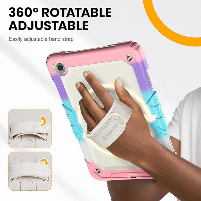 Timecity Case for Samsung Galaxy Tab A9 Plus 11 inch 2024 with Screen Protector for Girls Kids, Shockproof Case for Galaxy Tab A9+ (SM-X210/X216/X218) with Stand Hand/Shoulder Strap- Pink Camo