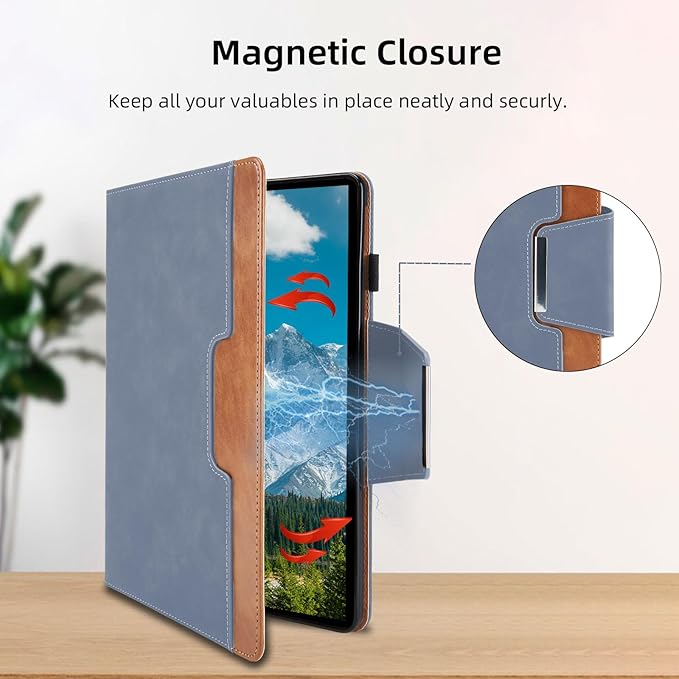 Case for Lenovo Tab M9 9 Inch 2023(TB-310FU)/Nook 9 inch Lenovo Tablet (2024) - Multi-Angle Viewing Stand Cover with Pocket and Magnetic Clasp, PU Leather Business Folio Protective Case, Gray