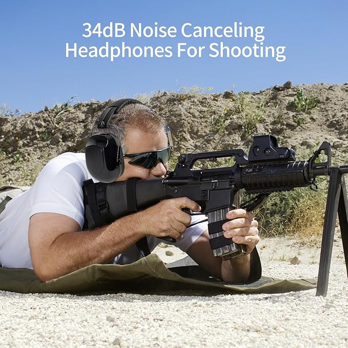 Noise Reduction Ear Muffs for Adult, 34dB Noise Cancelling Headphone for Shooting