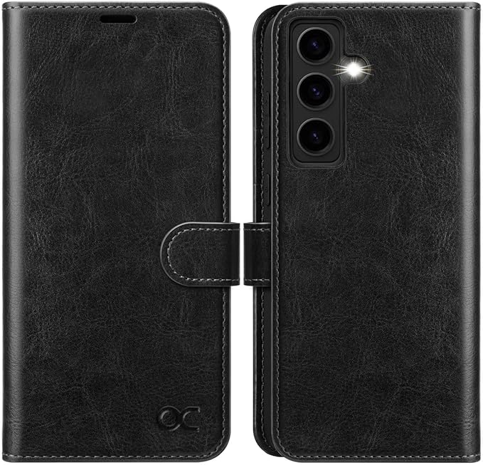 OCASE Compatible with Galaxy S24 5G Wallet Case, PU Leather Flip Folio Case with Card Holders RFID Blocking Kickstand [Shockproof TPU Inner Shell] Phone Cover (2024), Black