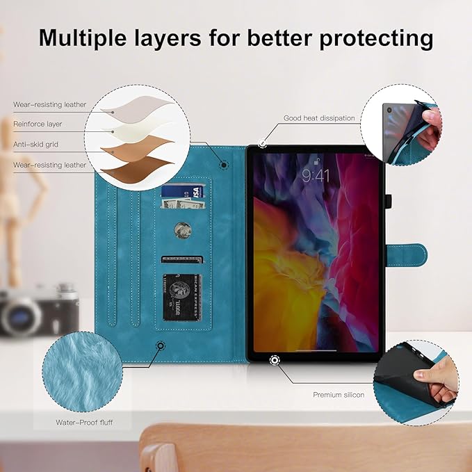 Lenovo tab m11 / Tab K11 case, Dandelion Cover with Kickstand for Pencil Holder, Magnetic Closure and Precise Cutouts, Compatible with Lenovo Tablet M11 TB-330FU/ K11 TB-330KU 11 Inch 2024 Blue