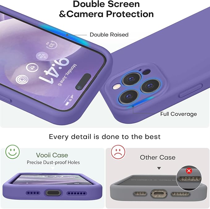 Vooii Compatible with iPhone 15 Pro Max Case, Upgraded Premium Silicone, [Camera Protection] [Soft Anti-Scratch Microfiber Lining] Shockproof Phone Case for iPhone 15 Pro Max 6.7 inch - Iris