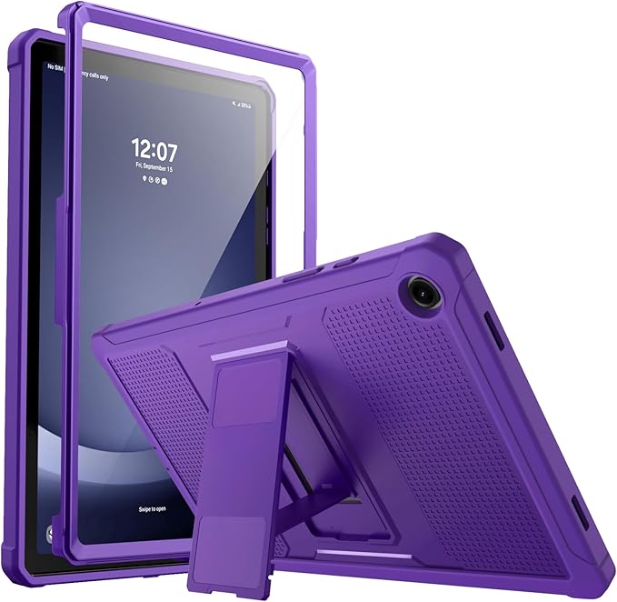 MoKo Case Fit Galaxy Tab A9 Plus 11-Inch 2023 (SM-X210/X216/X218), Shockproof Full Body Rugged Stand Back Cover Built-in Screen Protector Fit Galaxy Tab A9+ 11" 2023, Deep Purple