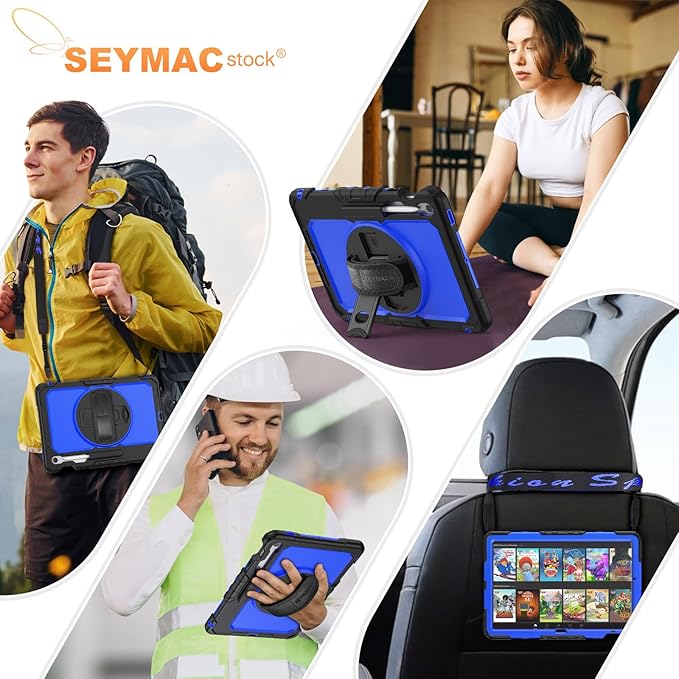 SEYMAC stock Case for Samsung Galaxy Tab S10 FE+ Plus 5G Tablet Case 13.1'' Protective with Screen Protector, Pencil Holder, 360 Rotating Stand, Hand Strap, Shoulder Strap, Blue1