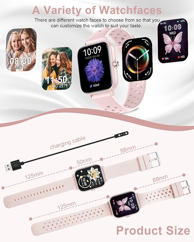 Smart Watches for Women(Answer/Make Calls), 1.83" Fitness Trackers with 24-Hour Heart Rate SpO2 Pedometer Sleep Monitor, 120+ Sport Mode, IP68 Waterproof Fitness Watch Compatible with iPhone&Android