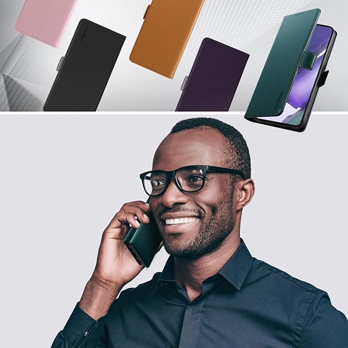 Wallet Flip Case for Samsung Galaxy Note 20 Ultra - [RFID Blocking] Luxury PU Leather Card Holder Magnetic Phone Cover with Kickstand,Shockproof Protective Case,Green