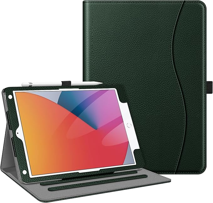 Fintie Case for iPad 9th / 8th / 7th Generation (2021/2020/2019) 10.2 Inch - [Corner Protection] Multi-Angle Viewing Stand Cover with Pocket & Pencil Holder, Auto Sleep Wake, Midnight Green