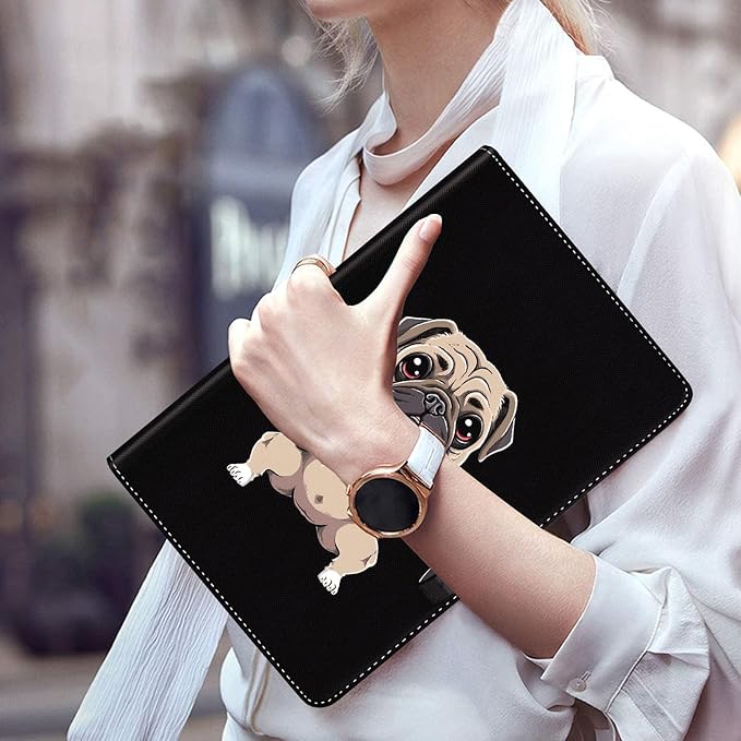 Case for Galaxy Tab A9 Plus ， Auto Sleep/Wake Multi-Angle Viewing Slim Folio Stand Cover for Samsung Galaxy Tab A9+/A9 Plus 11 Inch 2023 (SM-X210/X216/X218), Pug Dog Weightlifting