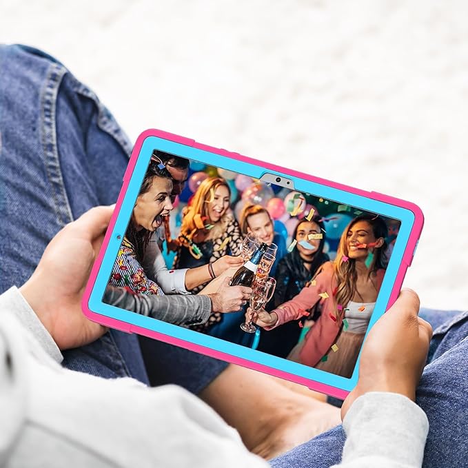 case for Galaxy Tablet S9 FE & S9 2023 (SM-X710/X718U/X716B/X510/X516B), Soft Silicone & Hard Pc 3-Layer Military Protector Cover for Tab S10 FE/S8/S7 with S-Pen Holder Stand Rose Red+Blue