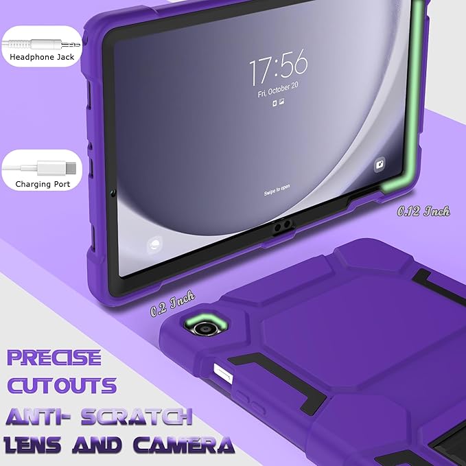 Rugged Case for Samsung Galaxy Tab A9+/ A9 Plus Case 11 inch 2023 - Heavy Duty Shockproof Protective Cover with Kickstand - for Samsung Galaxy Tab A9+ Plus (SM-X210/X216/X218), Purle+Black