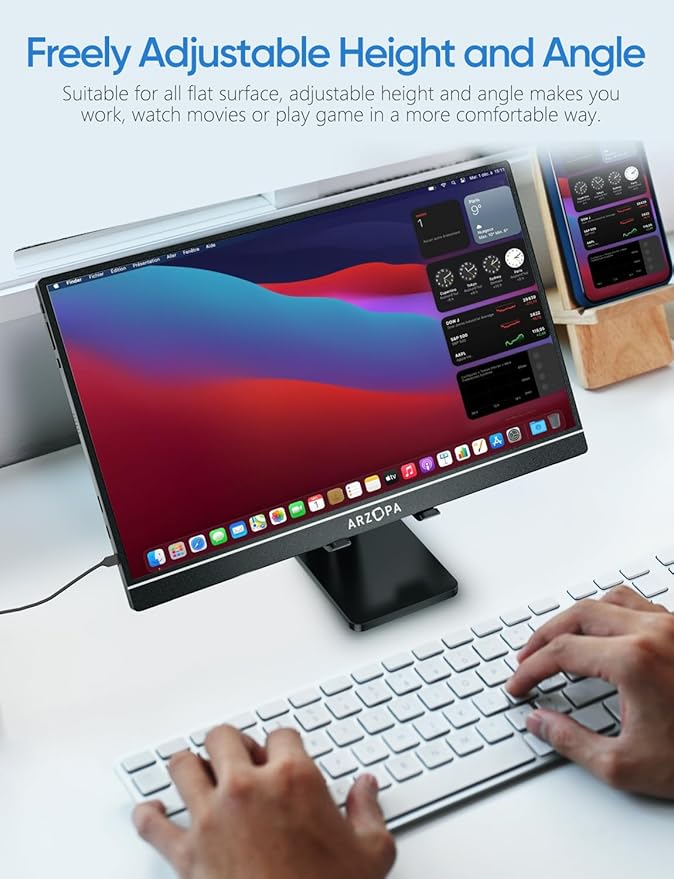 ARZOPA Cell Phone Stand Angle Height Adjustable Phone Holder for Desk, Foldable Phone Stand, Compatible with iPhone, iPad, Surface Pro, Portable Monitor 7" - 15.6"