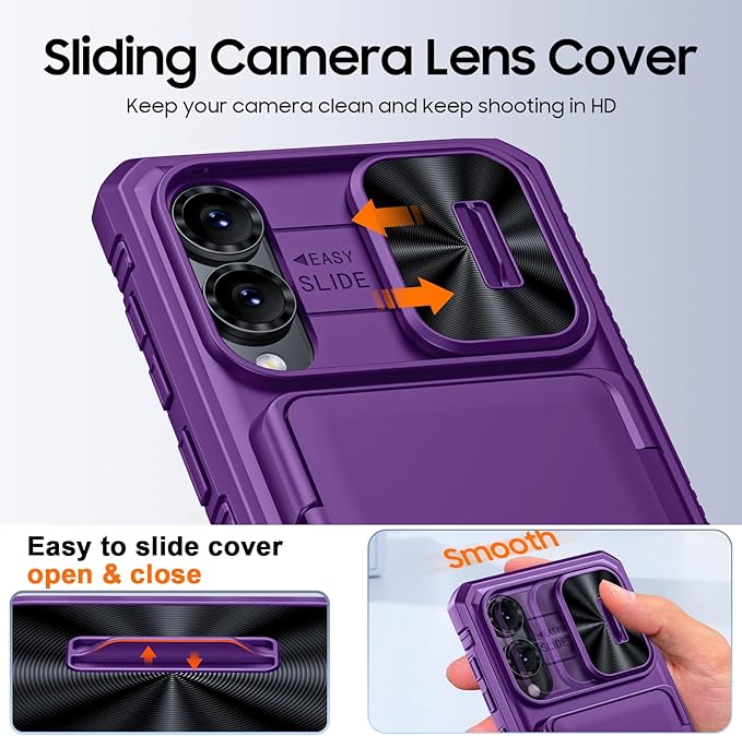 for Samsung Galaxy S25 Edge Case Wallet with RFID [Cards Holder][Camera Cover][Edge Raised] Full Body Shockproof Silicone Protective Phone Case for Galaxy S25 Edge 2025 (Purple)