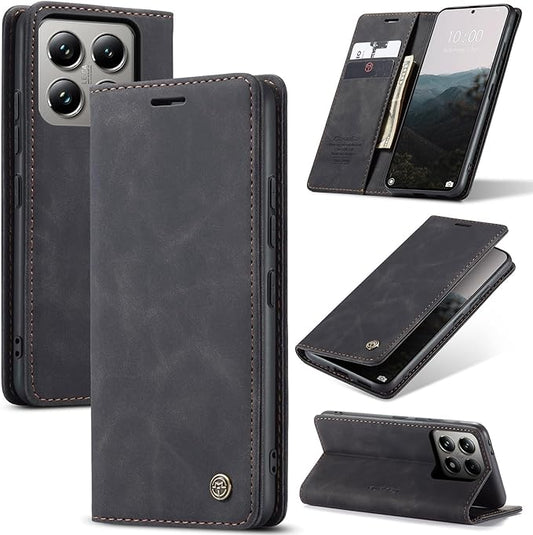 for Xiaomi 14T Pro Case, Flip Wallet Leather Case with Card Holder Magnetic Closure Shockproof Kickstand Protective Phone Cases Cover for Xiaomi mi 14T Pro, Black