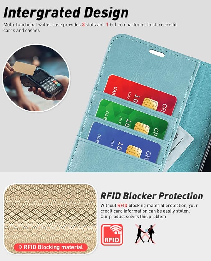 OCASE for Samsung Galaxy S24 Detachable Wallet Case with Card Holder, [2 in 1] PU Leather Flip Folio Case with RFID Blocking Magnetic Stand Removable Shockproof Phone Cover, Mint Green