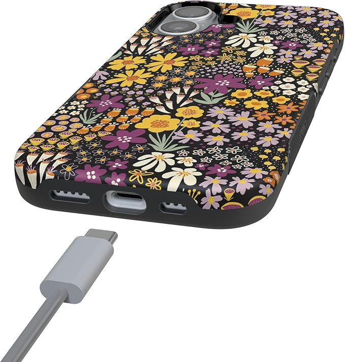 Casely iPhone 17 Case | Falling for You | Plum Floral | Compatible with MagSafe | Bold Protective Design