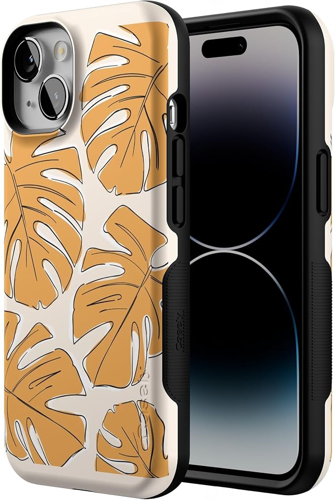 Casely iPhone 14 Case | Island Time | Tropical Leaves Floral | Compatible with MagSafe | Bold Protective Design