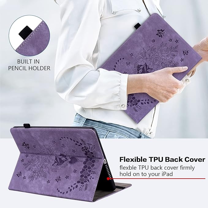 Case for Samsung Galaxy Tab A8 10.5 Inch 2022 Model (SM-X200/X205/X207), Multi-Angle Flip PU Leather Protective Cover with Stylus Holder for Samsung Tab A8 Case, Purple