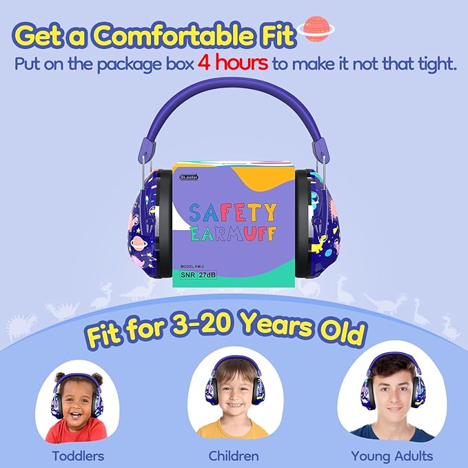 Dr.meter Noise Cancelling Headphones for Kids Adults: 27SNR Adjustable Ear Muffs for Noise Reduction- Kids Ear Protection for Monster Jam, Airplane, Fireworks, Concerts and Sports Events