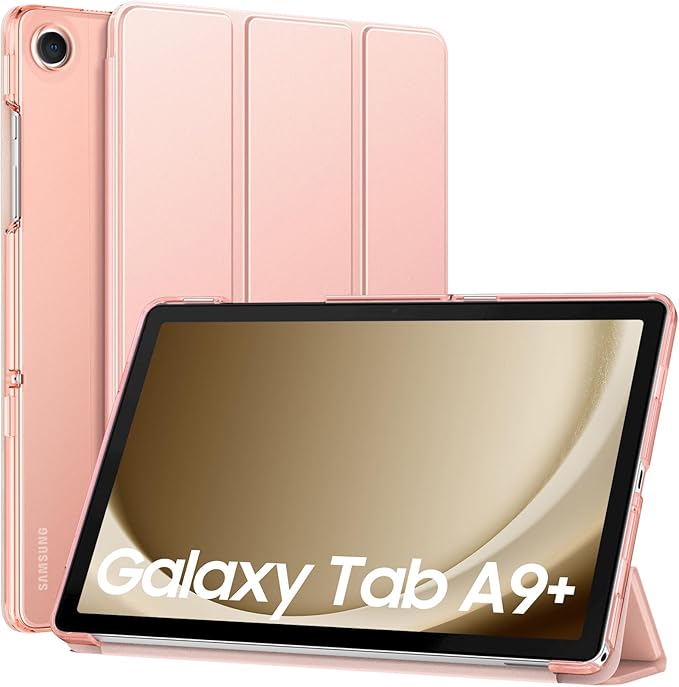 MoKo Case for Galaxy Tab A9+/A9 Plus 11 inch 2023, Slim Stand Protective Smart Cover with Hard PC Translucent Back Shell for Tab A9 Plus Tablet (SM-X210/X216/X218), Auto Wake/Sleep, Rose Gold