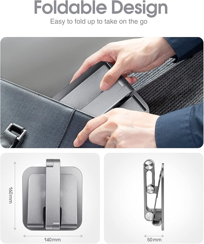 elitehood Aluminum iPad Stand, Adjustable iPad Stand Holder for Desk, Desktop Tablet Stand Dock for iPad Pro 12.9 11 Air Mini 4 5 and More 4-13 inches Tablets, Gray