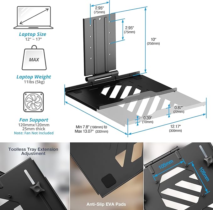 AVLT Dual 17”-38" Monitor Arm Desk Mount with 17" Laptop Tray and USB-C Docking Station, HDMI 4K60Hz, USB-A 5Gbps, Ethernet, 100W PD, Fits Two Flat/Curved Monitor - Black