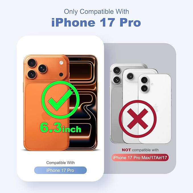 Compatible with iPhone 17 Pro Case with Invisible Magnetic 360°Spin Stand,Military-Grade Shockproof Protection [Compatible with Mag-Safe] Non-Slip Edge Translucent Case (6.3",Black)