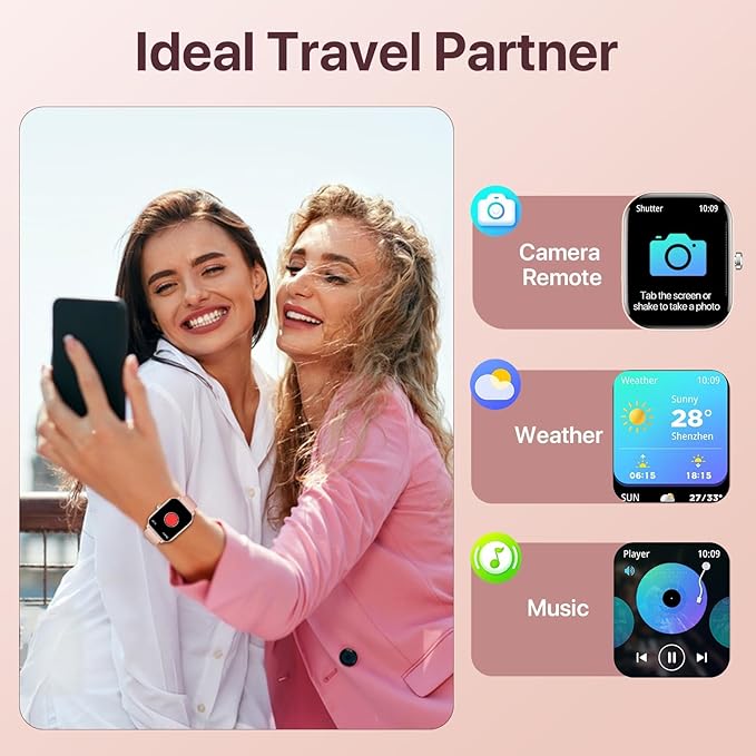 WalkerFit Smart Watch for Women/Men, 2.01'' HD Smartwatch with Bluetooth Call, 100+Sport Modes, Sleep Monitoring, IP67 Waterproof, Music Control for iPhone/Android, Fitness Tracker with Pedometer