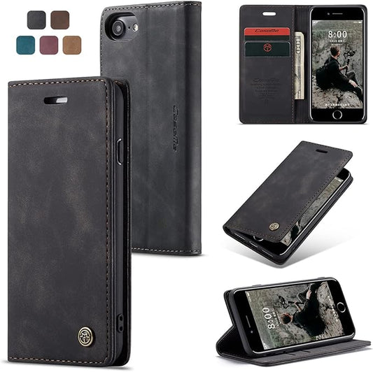 for iPhone 6 / 6S Case, Flip Wallet Leather Case with Card Holder Magnetic Closure Shockproof Kickstand Protective Phone Cases Cover for iPhone 6S,Black